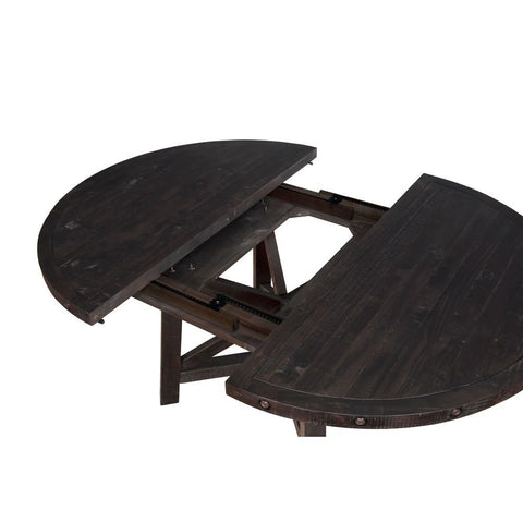 Industrial Solid Wood Round Extension Dining Table | Expandable Design – Oakvello