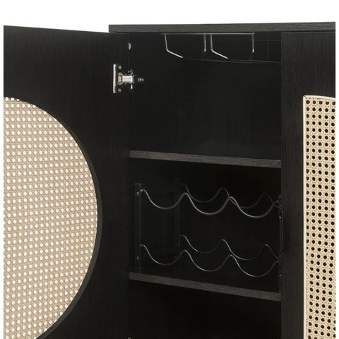Black Finish Solid Wood Wine Cabinet | Home Bar Storage Furniture – Oakvello