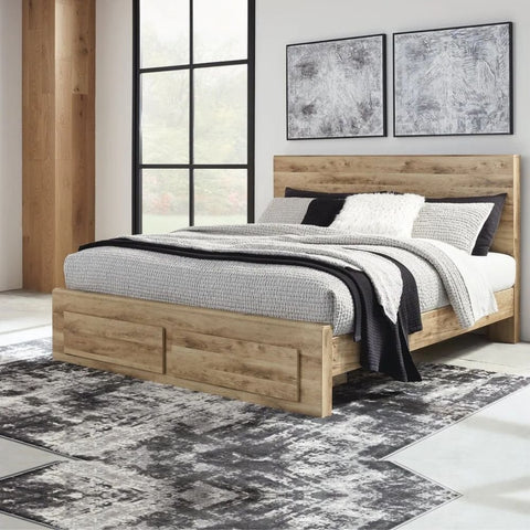 Brown Solid Wood Storage Bed | Bedroom Furniture with Drawers – Oakvello