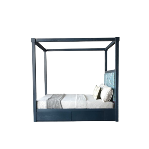 Celestia Floral Four-Poster Bed | Tufted Headboard with Built-in Storage