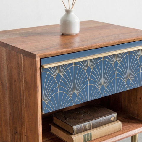 Aurelian Art Deco Teak Wood Bedside Table | Modern Nightstand – Oakvello
