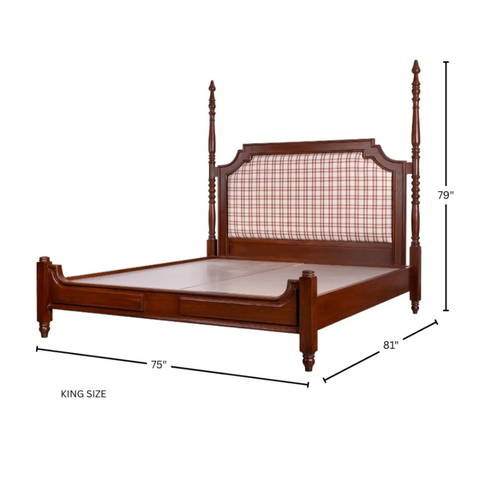Dunmore Poster Bed | Hand-Turned Four-Poster Bed in Dark Walnut – Oakvello