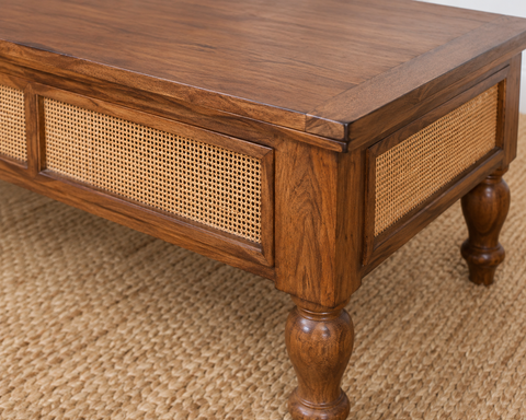 Solid Sheesham Wood Coffee Table | Natural Hardwood Living Room Furniture – Oakvello
