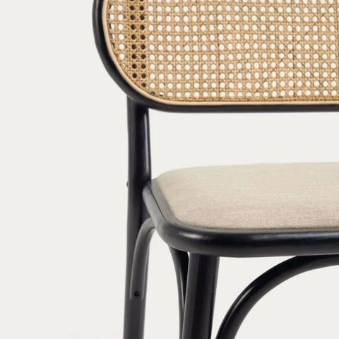 Jodhpur Cane Chair | Natural Finish with Upholstered Seat – Oakvello