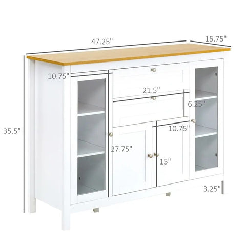 Solid Wood Storage Sideboard with Glass Door | Living Room Display Cabinet – Oakvello