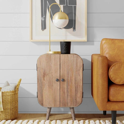 Solid Wood 2-Door Side Cabinet | Living Room Storage Furniture – Oakvello