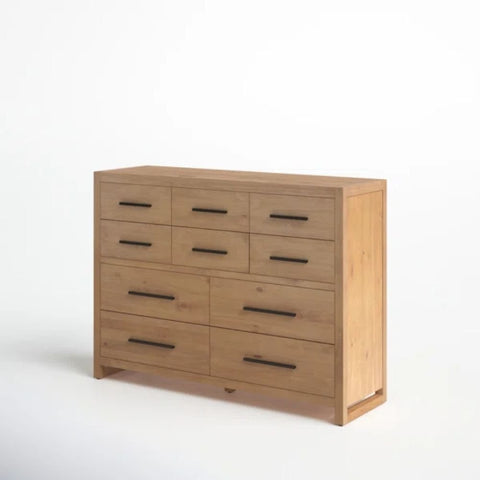 Solid Wood 10-Drawer Chest | Large Bedroom Storage Dresser – Oakvello
