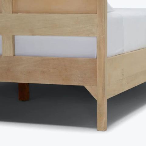 Rattan & Solid Wood Bed | Handcrafted Boho Bedroom Furniture – Oakvello