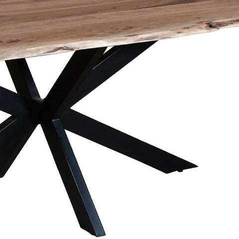 Live Edge Solid Wood Rectangular Dining Table with Crossed Legs | Kitchen Furniture – Oakvello