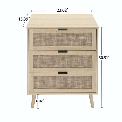 Natural Solid Wood 3-Drawer Cabinet | Living Room & Bedroom Storage – Oakvello