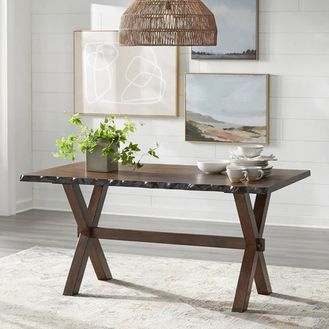 Live Edge Solid Walnut Wood Dining Table | Natural Slab Kitchen Furniture – Oakvello