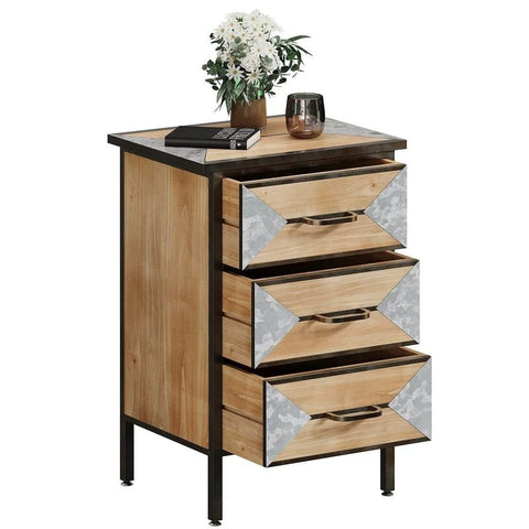 Natural Finish Solid Wood Storage Cabinet with 3 Drawers | Living Room Furniture – Oakvello