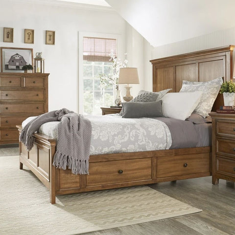 Queen Size Solid Wood Storage Bed | Bedroom Furniture with Drawers – Oakvello