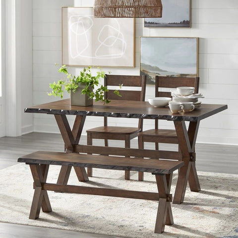 Live Edge Solid Walnut Wood Dining Table | Natural Slab Kitchen Furniture – Oakvello