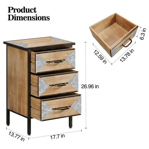 Natural Finish Solid Wood Storage Cabinet with 3 Drawers | Living Room Furniture – Oakvello