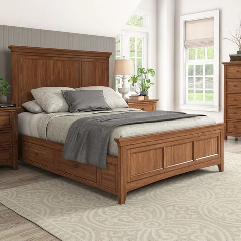 Queen Size Solid Wood Storage Bed | Bedroom Furniture with Drawers – Oakvello