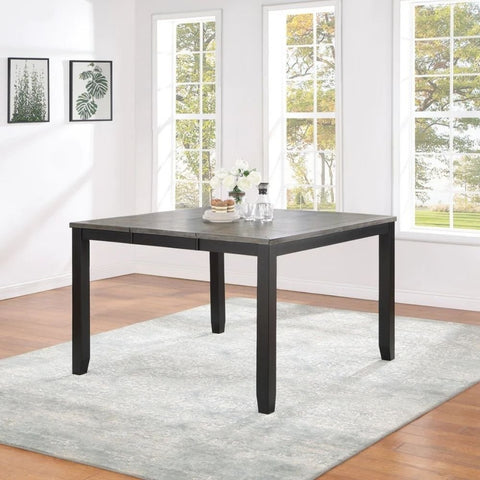 Extendable Dining Table with Leaf | Grey & Black Solid Wood – Oakvello