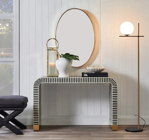 Jodhpuri Bone Inlay Console Table | Handcrafted Artisan Entryway Furniture – Oakvello