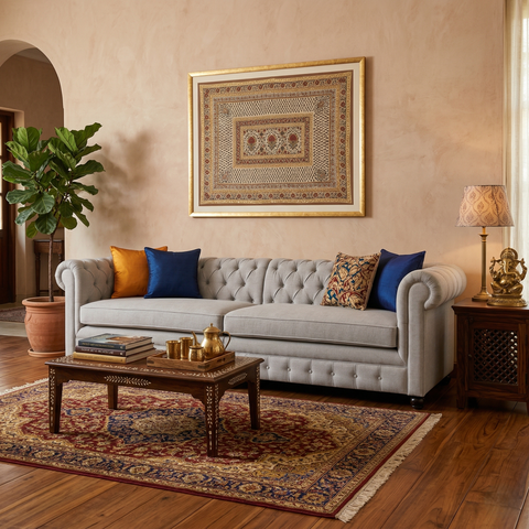 Cloud Chesterfield Sofa | Extra Large Tufted Fabric Sofa in 2 Parts | 4 to 8 Seater