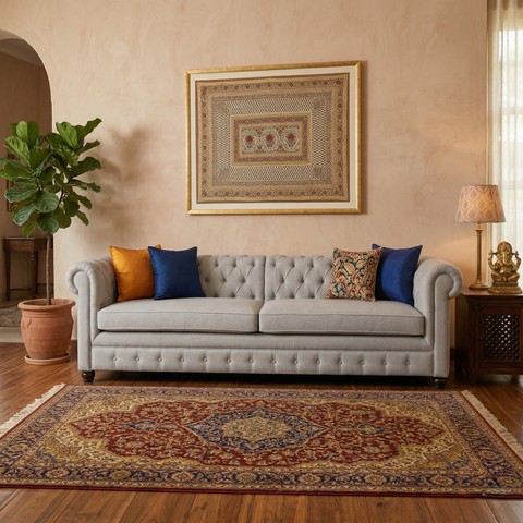 Cloud Chesterfield Sofa | Extra Large Tufted Fabric Sofa in 2 Parts | 4 to 8 Seater
