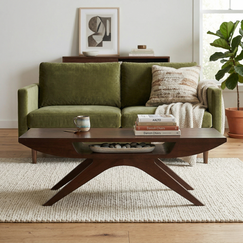 Kairos Cross Coffee Table | Solid Sheesham Wood | Dark Walnut Finish