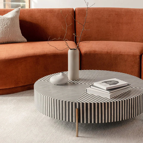 Jodhpuri Black Bone Inlay Coffee Table | Artisan Living Room Furniture – Oakvello