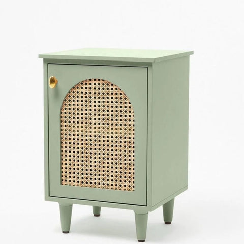 Saga Green Solid Wood Bedside Table | Colourful Bedroom Nightstand – Oakvello