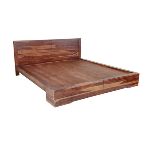 Walnut Solid Wood Queen Bed Without Storage | Premium Bedroom Furniture – Oakvello