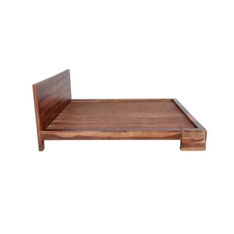 Walnut Solid Wood Queen Bed Without Storage | Premium Bedroom Furniture – Oakvello