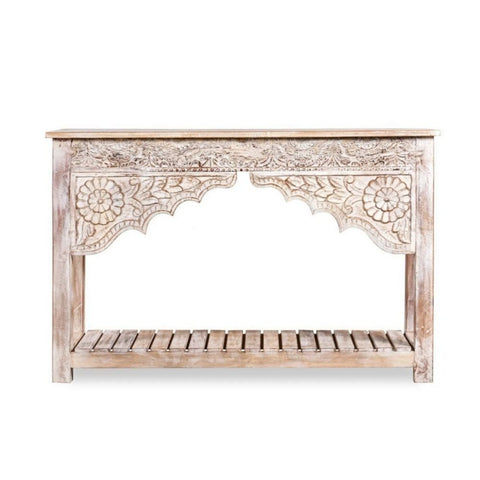 Jodhpuri Solid Mango Wood Console Table | Heritage Entryway Furniture – Oakvello