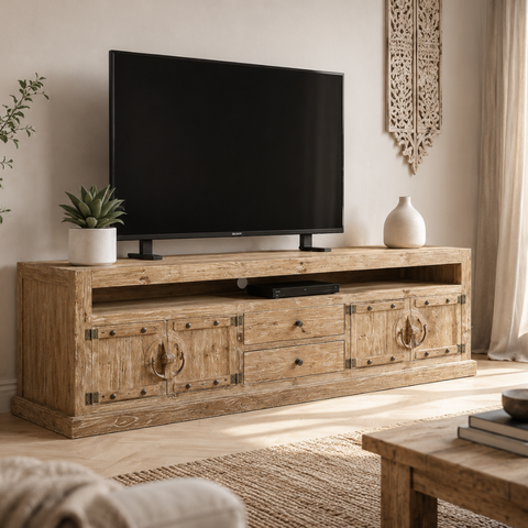 Solid Wood Media Console | TV Stand & Living Room Storage – Oakvello