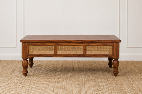Solid Sheesham Wood Coffee Table | Natural Hardwood Living Room Furniture – Oakvello