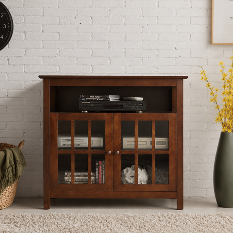 Solid Wood TV Stand with Storage Cabinets | Media Console & Living Room Furniture – Oakvello