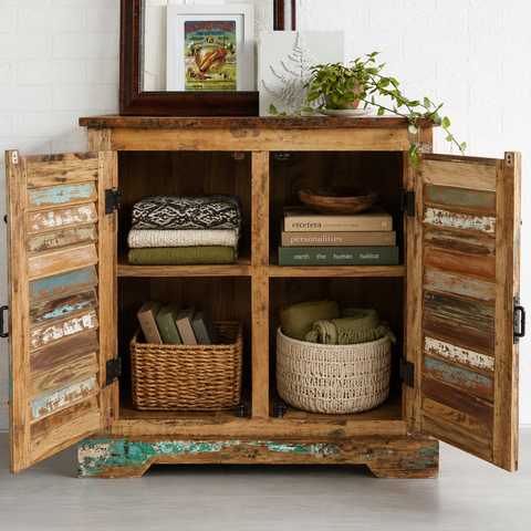 Reclaimed Boat Wood 2-Door Sideboard | Eco-Friendly Living Room Storage – Oakvello