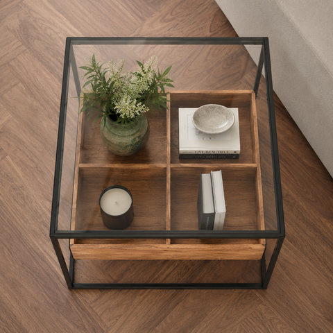 Solid Wood & Glass End Table | Living Room Accent Side Table – Oakvello