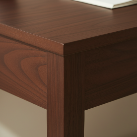 Minimalist Dark Walnut Study Table | Solid Wood Writing Desk with Drawer – Oakvello