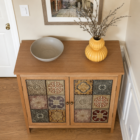 2-Door Distressed Accent Storage Cabinet | Solid Wood Sideboard – Oakvello