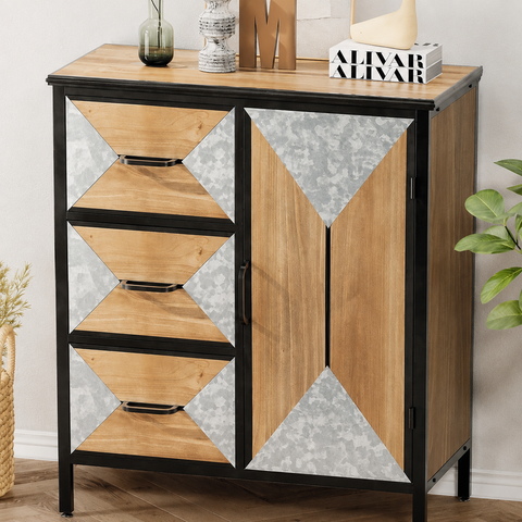 Solid Wood Accent Cabinet | 3 Drawers & 1 Door Living Room Storage – Oakvello