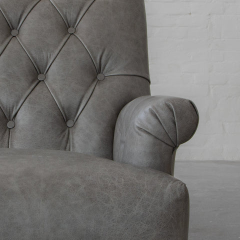 The Vellichor – Grey Leather Chesterfield Sofa