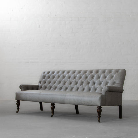 The Vellichor – Grey Leather Chesterfield Sofa
