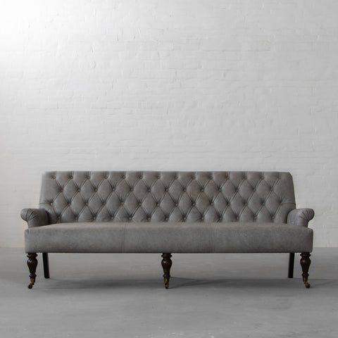 The Vellichor – Grey Leather Chesterfield Sofa