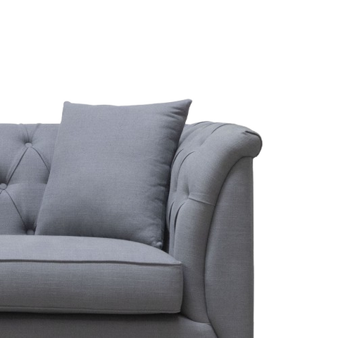 Dusk Grey Sofa | Grey Fabric Sofa | Handcrafted Chesterfield with Button Tufting & Flared Arms