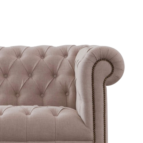 Cashmere Tuft Sofa | Handcrafted Fabric Chesterfield Sofa with Diamond Tufting & Rolled Arms