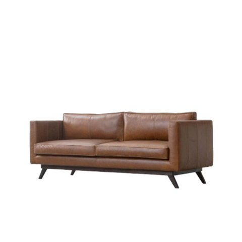 Sienna Slope Sofa | Premium Leather Sofa with Solid Wood Frame & Loose Cushions