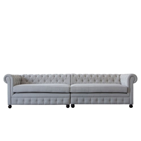 Cloud Chesterfield Sofa | Extra Large Tufted Fabric Sofa in 2 Parts | 4 to 8 Seater