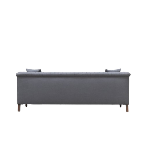 Dusk Grey Sofa | Grey Fabric Sofa | Handcrafted Chesterfield with Button Tufting & Flared Arms
