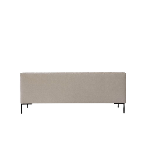 Pearl Grid Fabric Sofa | Hand-Tufted Off-White | Black Metal Legs | Contemporary Chesterfield Style