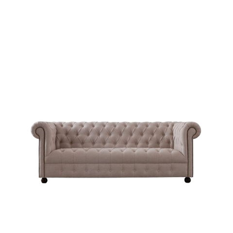 Cashmere Tuft Sofa | Handcrafted Fabric Chesterfield Sofa with Diamond Tufting & Rolled Arms