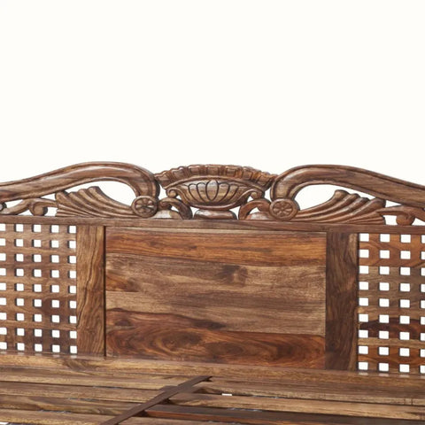 Spiral Post Sheesham Wood Bed | Hand-Carved Four Poster Canopy Bed | King & Queen Size
