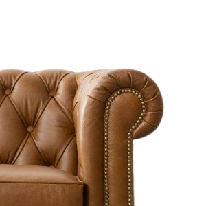 Walnut Tuft Sofa | Handcrafted Leather Chesterfield Sofa with Diamond Tufting & Rolled Arms